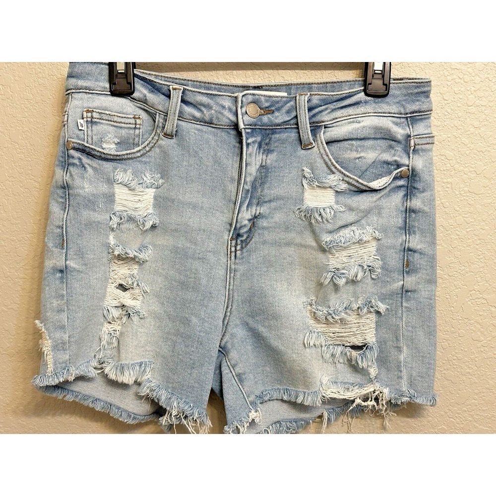 Judy Blue  Jean Shorts Distressed Light Wash Size Large -  Style JB150058